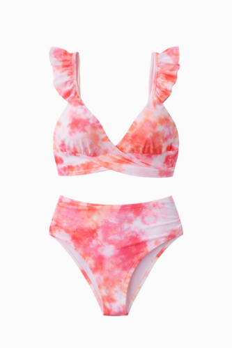 tie dye ruffel bikini