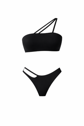 cuffle solid black bikini