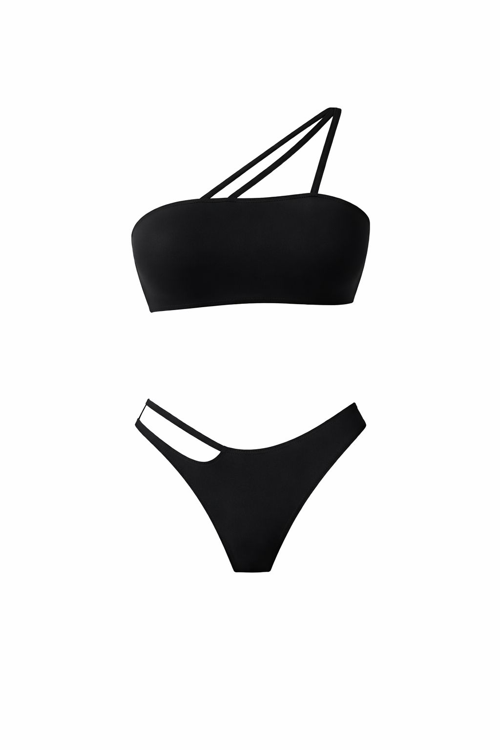 cuffle solid black bikini