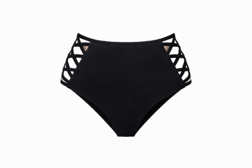 Sleek Black Cage-Side High-Waisted Pole Bottoms