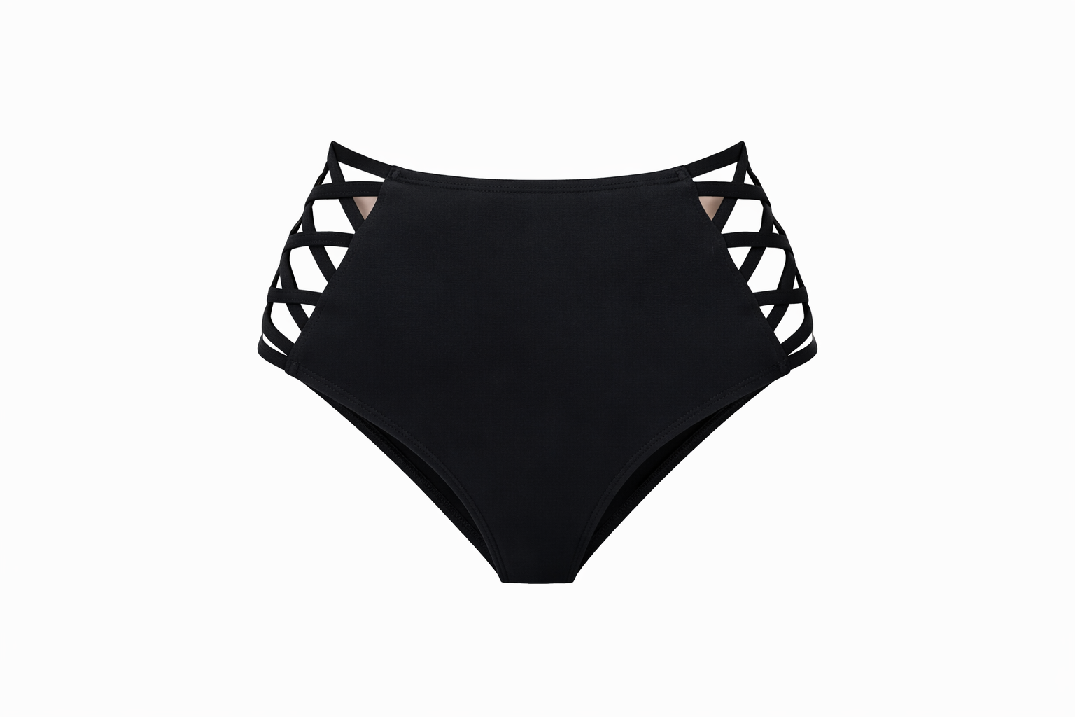 Sleek Black Cage-Side High-Waisted Pole Bottoms