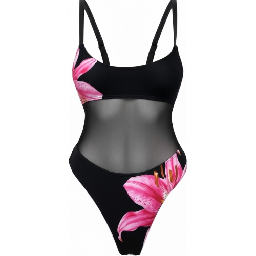 Black Mesh & Pink Floral One-Piece Pole Set