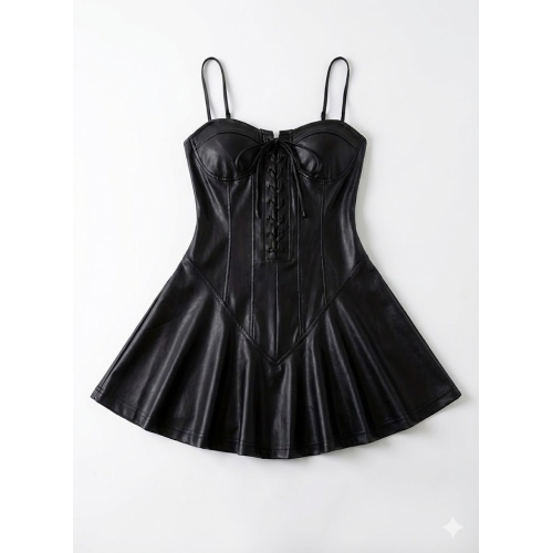 black lace up dress